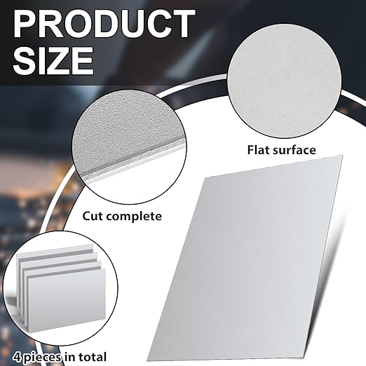 Hicarer 4 Pcs Mild Steel Sheet Cold Rolled 18 Gauge Metal Plate Weldable Metal Sheets for Professional Industrial DIY Use, Clean Surface Easy to Weld (12" X 16")
