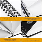 Bianyo Mixed Media Paper Sketchbook, A4 (8.26" X 11.69"), 60 Sheets/Each, 123 LB/200 GSM, Pack of 2 Pads, Spiral-Bound Pad, Ideal for Wet & Dry Media Like Marker, Watercolor, Acrylic, Pastel, Pencil