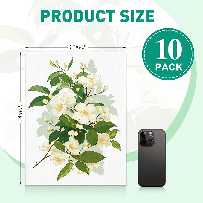 FUMILE Canvases for Painting 11x14 Inch 10 Pack, Canvas Boards for Painting Primed Acid Free Blank Canvas Panels for Oil Paint, Watercolor, Acrylic Paint, Gouache and Tempera.