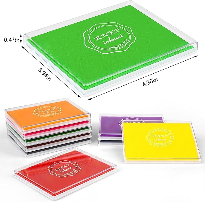 RNKP Large Green Ink Pad for Rubber Stamps, 5 × 4 inch Ink Stamp Pads Permanent for Paper Wood Fabric (Green)………………