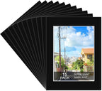 15 Pack 12x16 Black Picture Mats, Frame Mattes for 9x12 Pictures Display Photo Frame Mat Core Bevel Cut Mat Board Show Kit for Photos, Prints, Artworks