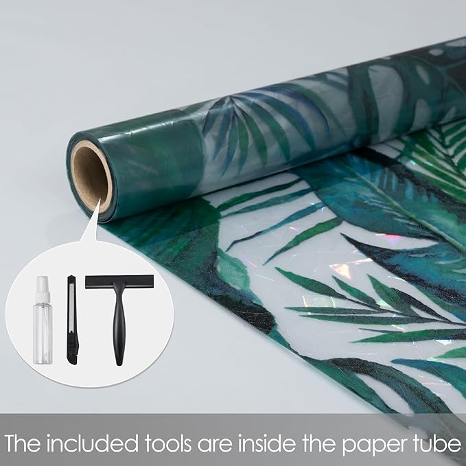 DKTIE Nature Pattern Rainbow Window Film Decorative Stained Glass Window Film Static Cling Films Easy Apply Removable Comes with Tools (U560-rainbow, 35.4" x 118.1")