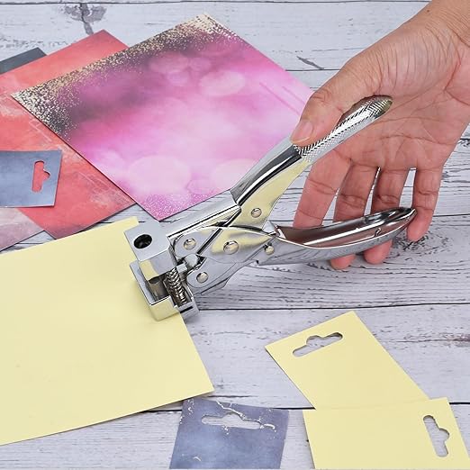 T-Slot Hole Punch Heavy Duty - Handheld Punch for ID Cards, Plastic, Cardstock, Cardboard & PVC - Sharp Visible Blade Edge, Durable Zinc Alloy Construction, Easy Spring Action for Fast, Clean Holes