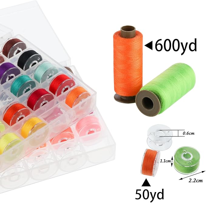 90 Pcs 45 Colors Sewing Thread &Prewound Bobbins Thread, 600yard Thread for Sewing Machine, Sewing Supplies, Polyester Sewing Machine Kit for Hand Sewing, Stitching, DIY
