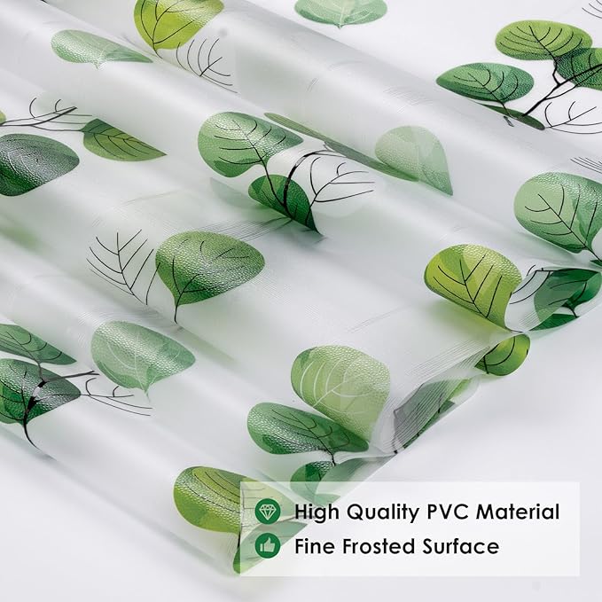 DKTIE Eucalyptus Leaves Stained Glass Window Film with Installation Tools, INS Style Window Privacy Film Decorative, Nordic Style for Home Decor (S541, 35.4'' x 78.7'')