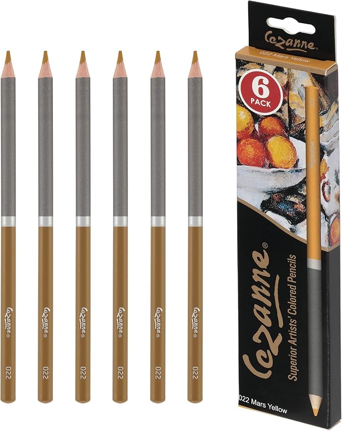 Cezanne Creative Mark Premium Colored Pencils Mars Yellow 6 Pack - Highly-Pigmented Drawing Pencils - Coloring Pencils for Drawing, Blending, Coloring, and More