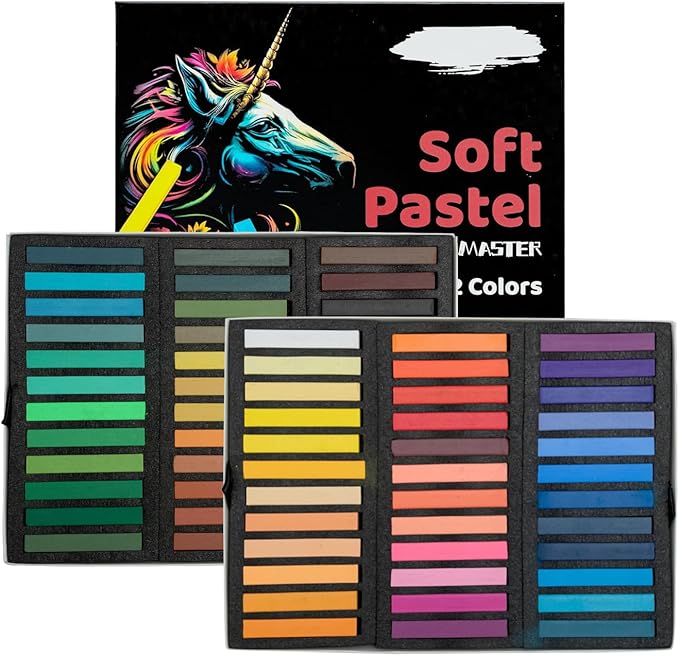 Soft Pastels Set, Square Chalk Pastel Sticks, Assorted Colors for Artists, Students & Beginners, Drawing, Coloring, Sketching, Shading, Blending & Layering (72 Colors)