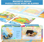 Magnetic Puzzles for Kids Ages 4-8, 3 in 1 Dinosaurs Magnet Jigsaw Puzzle Book, Toddlers Travel Puzzles Toys, Preschool Learning Toy for Kids 3-8 Year (Dinosaurs)