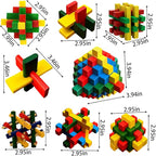18 Pack Wooden Brain Teaser Puzzles Wooden Burr Puzzles Brain Teaser Puzzle with Gift Packing Box Magic Puzzle Games Toys for Kids and Adults by AHYUAN (Colorful Wood)