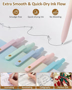 FIOVER Gel Pens, 6 Pcs 0.7mm Comfort Grip Quick Dry Black Ink Pens Fine Point Smooth Writing Pens, Cute Office Back to School Supplies Gifts for Women (12PCS Gradient Black Ink)