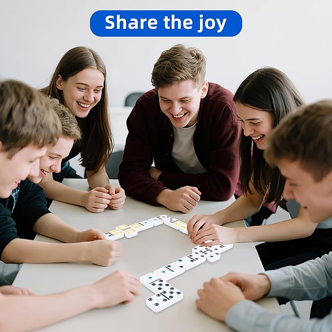 Double Six Dominoes Set with Tin Box - 28 Color Double 6 Domino Tiles for Kids & Adults, Classic Family Board Games for 2-4 Players, Travel, Party