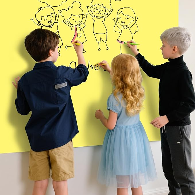 Magnetic Glass Whiteboard - Glass Dry Erase Board 48"x36" Large Frameless Glass Board for Walls Office School and Home, Yellow