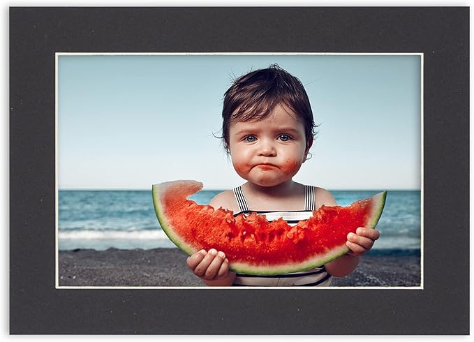 5.5x8.5 Mat for 8.5x11 Frame - Precut Mat Board Acid-Free Show Kit with Backing Board, and Clear Bags Black 5.5x8.5 Photo Matte Made to Fit a 8.5x11 Picture Frame Matboard for Framing, Pack of 1 Mat