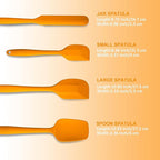 4 Piece Silicone Spatula Set, Flexible Heat Resistant Non-scratch Baking Cooking Rubber Spatulas with Stainless Steel Core, Orange