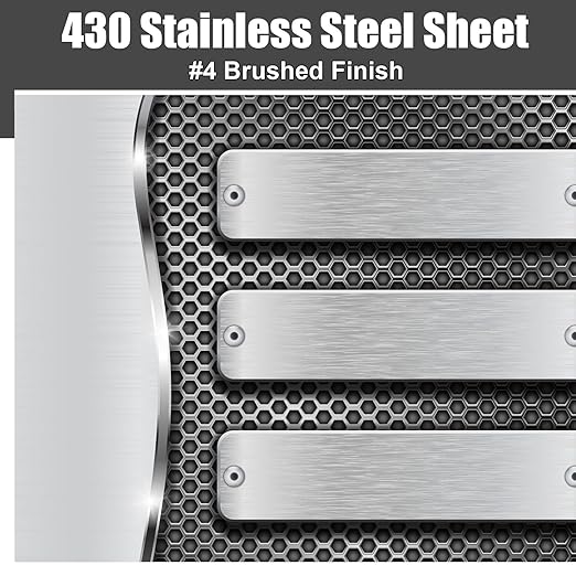 1 Pcs 430 Stainless Steel Sheet Metal 12 x 2 Inches 24GA Metal Plates Panel #4 Brushed Finish Magnetic Mount Board Wall Food Truck Restaurant Crafting Kitchen Floor Trailer Garage Gym