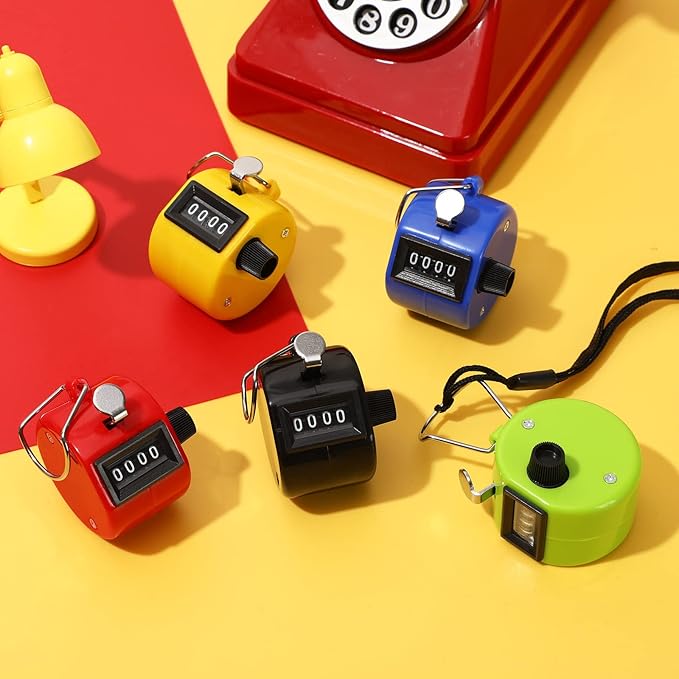 Handheld Mechanical Counter Clicker, 5 Pcs 4-Digital Number Tally Click Counter for School Event Golf Sports Office Stadium