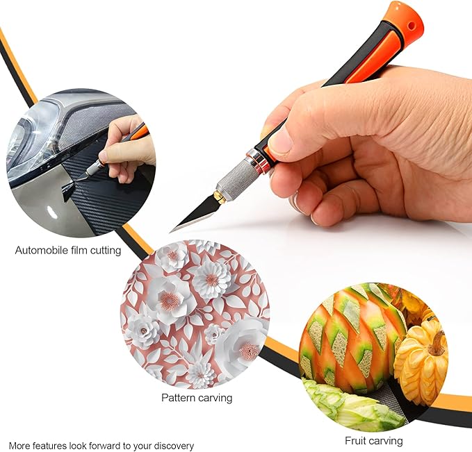 EHDIS Precision Hobby Knife Set Utility Craft Knife Kit with 10PCS Blades for Art, Working-Stencil, Scoring, Scrapbooking, Architecture Modeling, Crafting-Orange