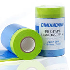 Pre-Taped Masking Film for Painting - 22" x 66' Masking Plastic with Automotive Tape and Drape for Covering Cars, Walls, Windows, Furniture, and More During Painting Projects （2 Rolls）