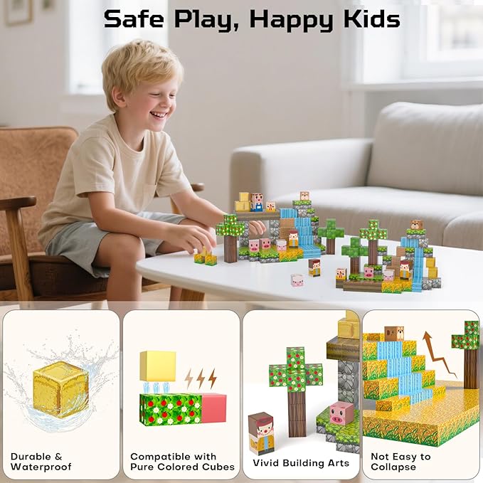 Magnetic Blocks, 100PCS 0.8" Magnetic Building Blocks, Magnet Cubes for Kids, STEM Sensory Toys for Toddlers Boys Girls Ages 3-12 Years Old Christmas Birthday Gifts