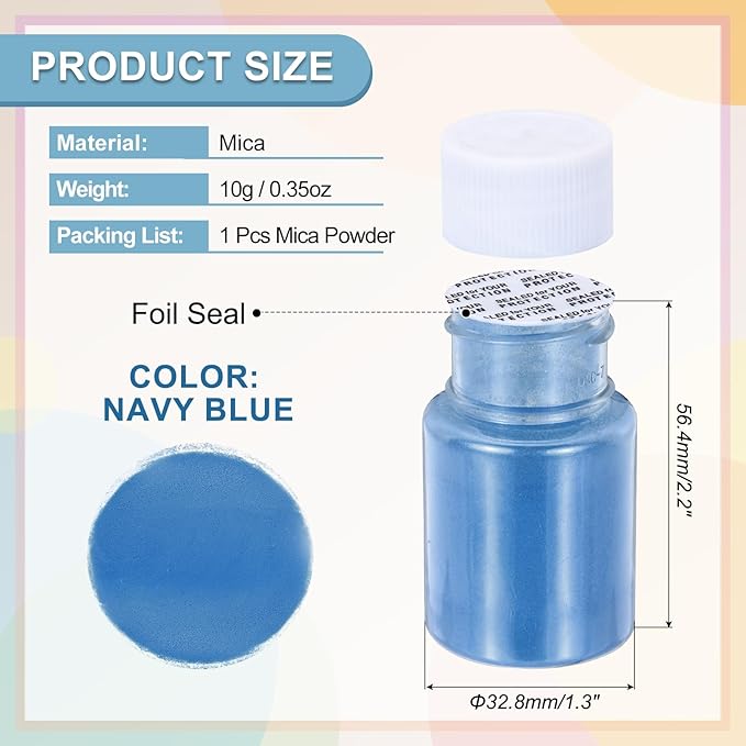 uxcell 10g/0.35oz Cosmetic Grade Mica Powder, 600 Mesh Mica Powder Natural Resin Epoxy Pigment Powders for Casting Resin, Candle Dye, DIY Nail Polish and Lip Gloss, Navy Blue