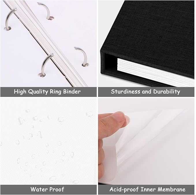 Zesthouse 18 In Photo Album Self Adhesive with Picture Display Window, 3-Ring Scrapbook Albums 60 Pages Holds 10x12 8x10 5x7 4x6 Photos, DIY Photo Book Ideal Gift for Family Wedding Baby