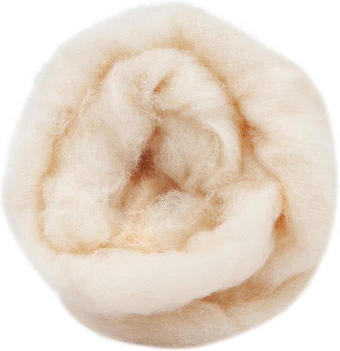 Desert Breeze Distributing Maori Wool Carded Batting, 100% Natural New Zealand Wool Made by DHG in Italy for Needle Felting, 3.5 OZ, 27 Micron, Color Frittata Beige