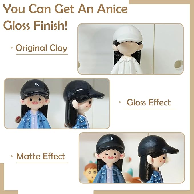Air Dry Clay Glaze & Varnish 2-Pack (Matte & Gloss) - 100ml Each with Brush, Waterproof & Scratch Resistant Gloss Clay Varnish for Pottery/DIY Crafts/Sculptures