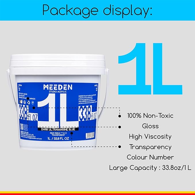 MEEDEN Acrylic Paint Set 1L: 6 Colors Large Bulk 33.8 oz Acrylic Paints - Heavy Body Gloss Art Paints for Canvas Crafts Pumpkins Painting