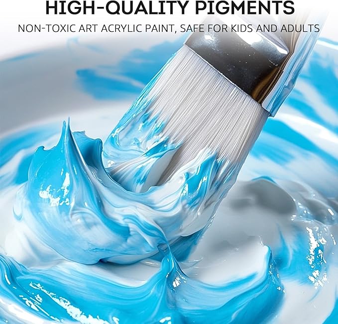 ABEIER Acrylic Paint, 20 Colors (250 ml/8.45oz) Acrylic Paint Bottle Set, Non-Toxic, Rich Pigments Bulk Painting Supplies for Canvas Crafts Wood Ceramic, Ideal for Artists, Beginners and Students