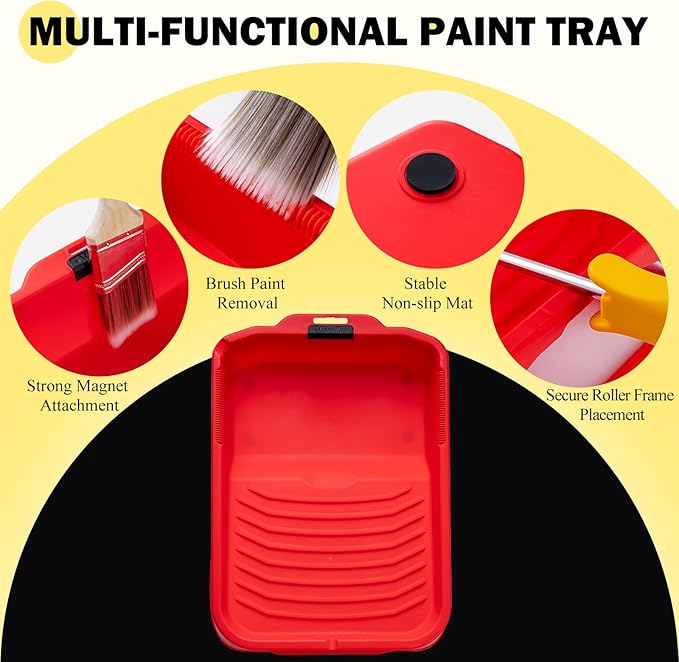 Mister Rui 17-Piece Paint Roller Kit with Non-Slip Tray, Microfiber Roller Covers, Brushes for DIY & Professional Painting Projects, Complete Set for Home Improvement