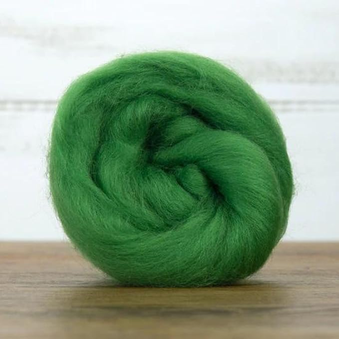Revolution Fibers Dyed Corriedale Wool | 8 Ounces of Premium Combed Wool Top | 26 Micron, 100% Pure Corriedale Wool Roving, Ethically Sourced (Grass Green)
