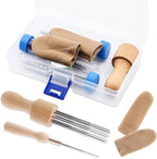 IMZAY Needle Felting Tools, Needle Felting Supplies, Needle Felting Kit with 3 Size 30Pcs Needles Felting Needles,Wooden Handle, Finger Cots, Perfect for DIY Felting Wool Projects
