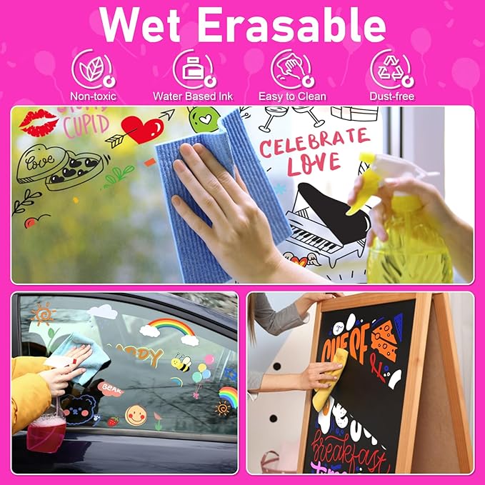 GOTIDEAL Chalk Markers, 30 Colors Liquid Chalk Markers for Blackboard Chalkboard Calendar Glass Neon Pens, Washable Window markers Paint and Drawing for Car, Auto, Bistro,Mirror Wet Erase Chisel Tip