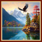 Dooxvey Cross Stitch Kits for Adult Beginners - Full Range of Stamped Kits, Needlepoint & Embroidery Kits - 11CT Cross Stitch Patterns: Eagle Scenery, 18x18 inch