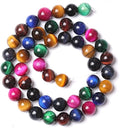 90pcs 8mm AAA Natural Colorful Tiger Eye Stone Beads Gemstone Round Spacer Loose Beads for Jewelry Making DIY Bracelet Necklace 32" 2 Strands
