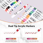 48 Color Acrylic Paint Markers - Premium Brush Tip Paint Acrylic Pens for Artists & DIY Crafters - Vibrant, Long-Lasting Markers for Rock, Ceramic, Wood, Canvas, Glass, Plastic, Calligraphy & Crafts