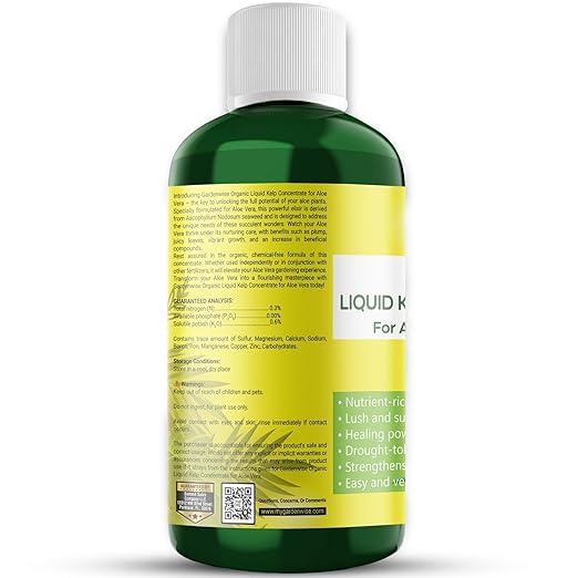Organic Premium Kelp Seaweed Fertilizer - Liquid Hydroponics Fertilizer - Liquid Plant Food - Nutrient-Rich Soil Enhancer - Natural Plant Food for Aloe Vera (8 OZ)