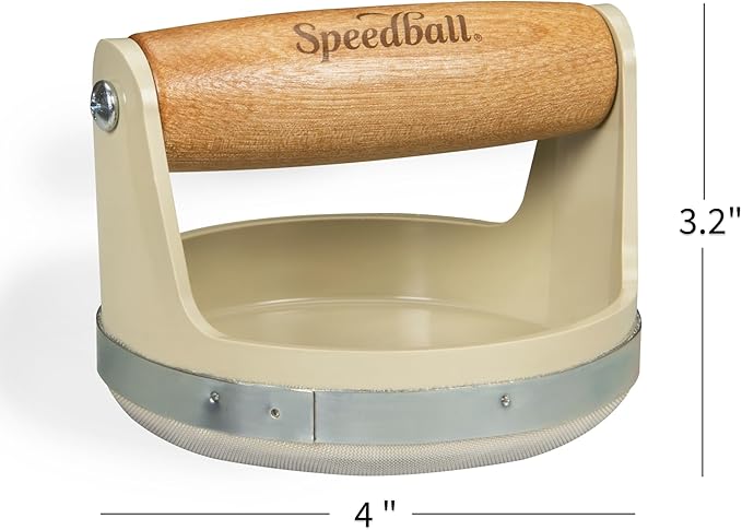 Speedball Block Printing Baren - Comfortable Wooden Handle, Made in the USA - 4 Inches (4139)