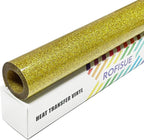 Gold Glitter Heat Transfer Vinyl 12Inch*6FT Glitter Iron on Vinyl for T Shirts Easy to Cut and Weed Compatible with All Cutter Machines HTV Vinyl Iron on for Cricut (Gold, 12Inch*6Ft)