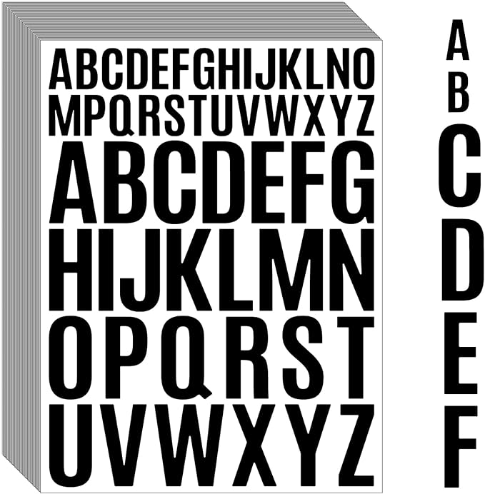 Bemeol Letter Stickers 1560 Pieces 30 Sheets Stick on Vinyl Letters Capital Alphabet Sticker Letter for Craft Bulletin Boards Classroom Home Business Decor(Black,1 Inch,2 Inch)