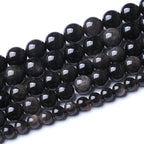 32pcs 12mm AAA Natural Obsidian Stone Beads Gemstone Round Loose Beads for Jewelry Making DIY Bracelet (Sliver Color Obsidian Stone, 12mm)