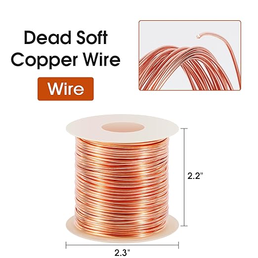 18 Gauge/ 1.0 mm 213 Feet 1 Pound Dead Soft Copper Wire for Electroculture Gardening, Jewelry Making, Beading, Science Projects, DIY Artwork