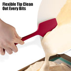 600°F Heat Resistant Silicone Spatula, Doosu High Temp Flexible Kitchen Rubber Bowl Scrapers Food Grade Seamless Baking Supplies Scratch-Proof for Scraping Non-Stick Pans (Red, 11.4in)