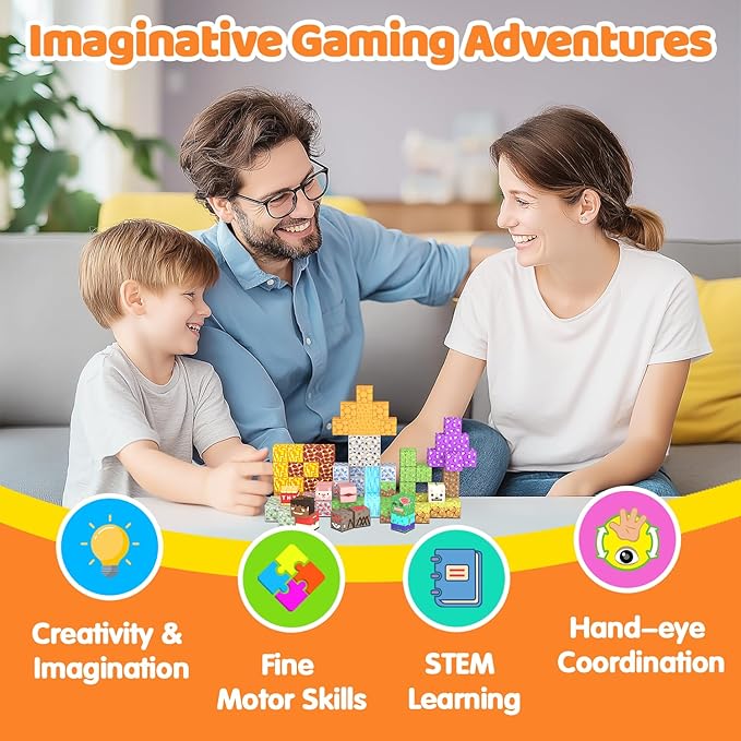 Magnetic Blocks, 100PCS Magnetic Building Blocks, Stacking Magnets for Kids, Sensory Toy for STEM Constructions Magnet Blocks for Boys Girls Age 3+, Christmas Birthday Gifts