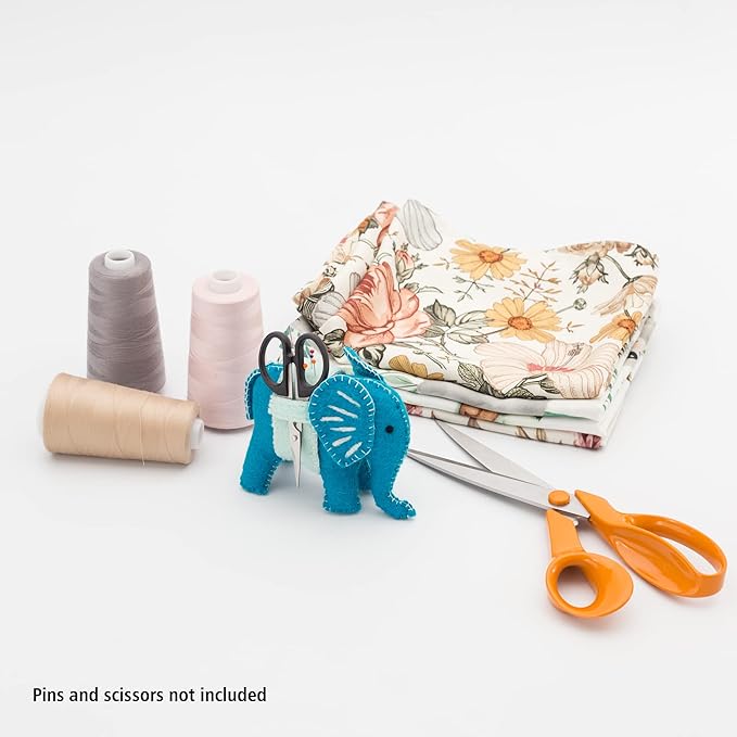 Glaciart One Sewing Pin Cushion Elephant | Large Size w/Sleeve for Craft Supplies & Pocket for Scissors | Also for Quilting Needles, Sewing Machine Needles, Safety and T Pins