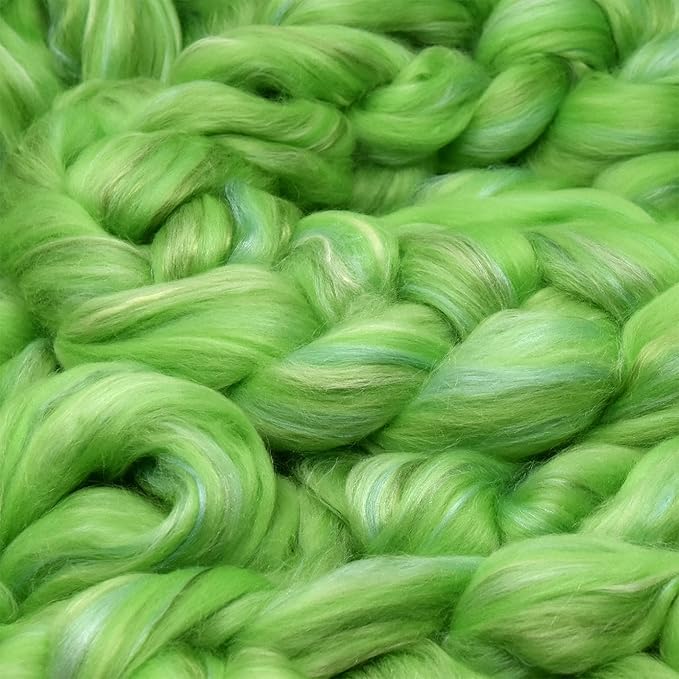 Merino Silk Luxe Tonal Designer Blend. Superfine Merino, Mulberry Silk, Tussah Silk. Top Roving for Spinning or Felting. Secret Garden 1oz