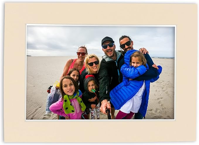 8.5x11 Mat Bevel Cut for 7x9 Photos - Acid Free Cream Precut Matboard with Backing Board and Crystal Clear, Self Seal Photo Mat Bag - for Pictures, Photos, Framing - 4-ply Thickness