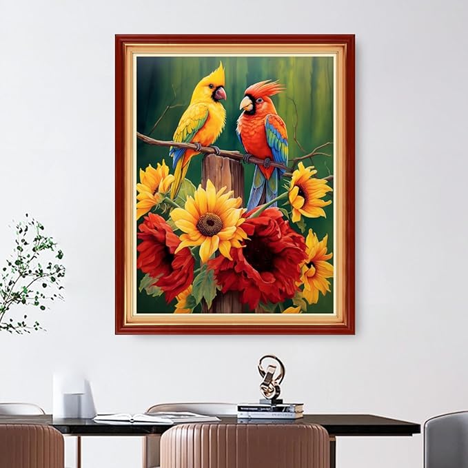 Foxdiviy Cross Stitch Kits - Colorful Birds 16x20 inch - 11CT Embroidery Patterns - Starter Kits for Beginners & Adults