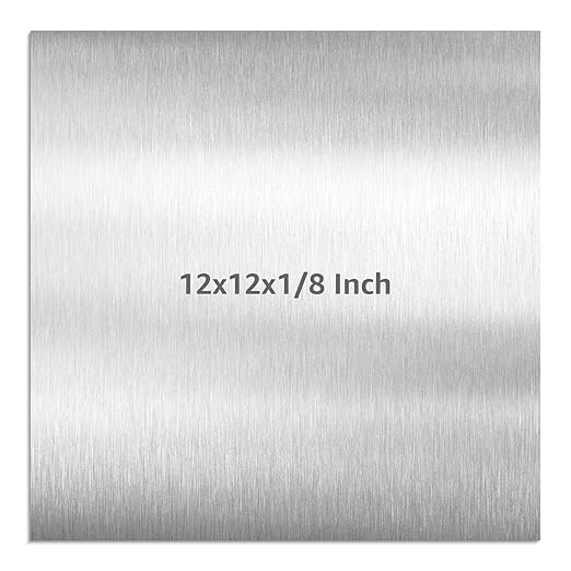 6061 T651 Aluminum Sheet Metal 12" x 12" x 1/8" (0.125") Rectangle Metal Plate Covered with Protective Film, 3mm Flat Aluminum Plate for Crafting and Industry