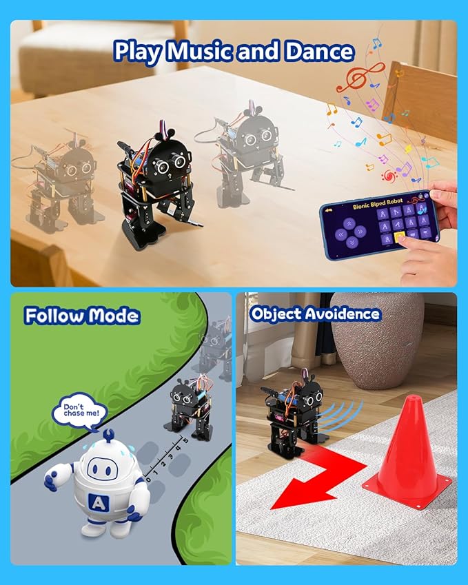 Biped Robot Kit STEM Toys Science Kit for Kids, Bionic Bipedal Robotics Programmable Coding Crafts Set for Arduino ESP32, Birthday Gift for Age 8-12 Boys Girls Teens